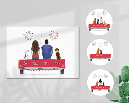 4th of  July Personalized Pet & Owner Wrapped Canvas