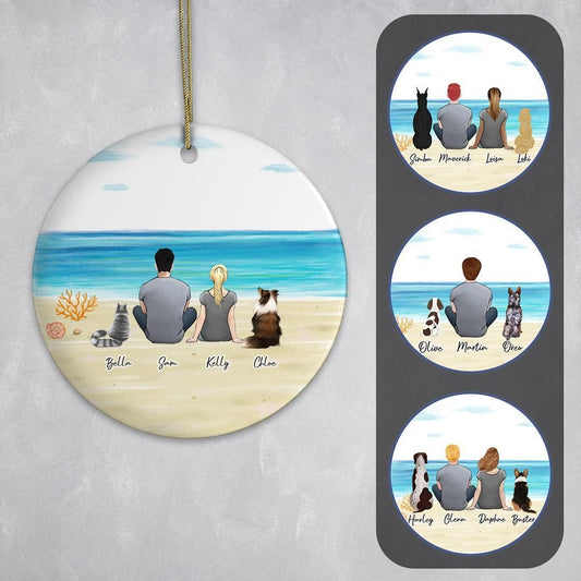 Beach Sand Circle Ornament - Pet & Owner Personalized