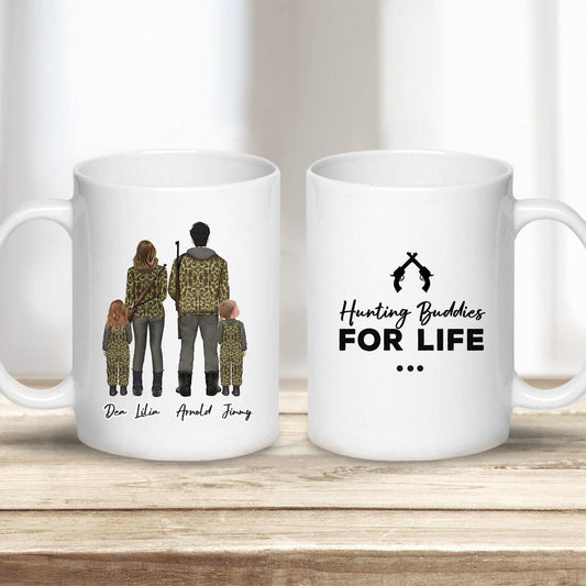 Custom Printed Hunter Man, Woman And Child Coffee Mug