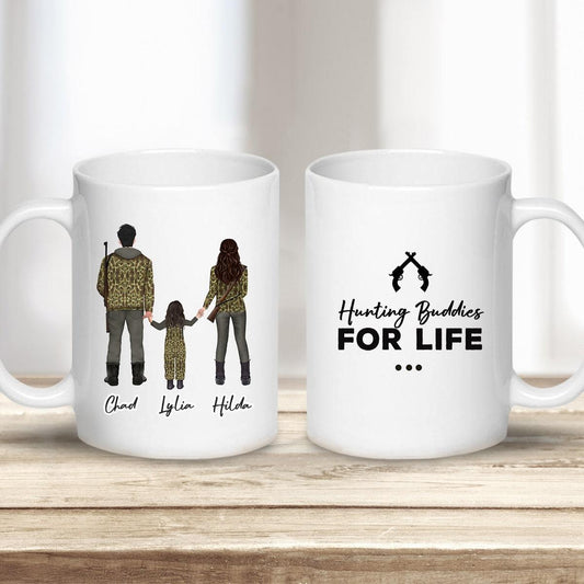 Custom Printed Hunter Man, Woman And Girl Coffee Mug